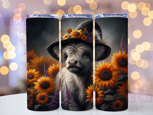 Spooky Fall Highland Cow Tumbler Wrap, Fall Cow Wrap, Halloween Cow Cup, 20oz Sublimation, Autumn Farm Mug, Spooky Cow Tumbler, Cute Halloween Drinkware Sublimation SvggirlplusArt 