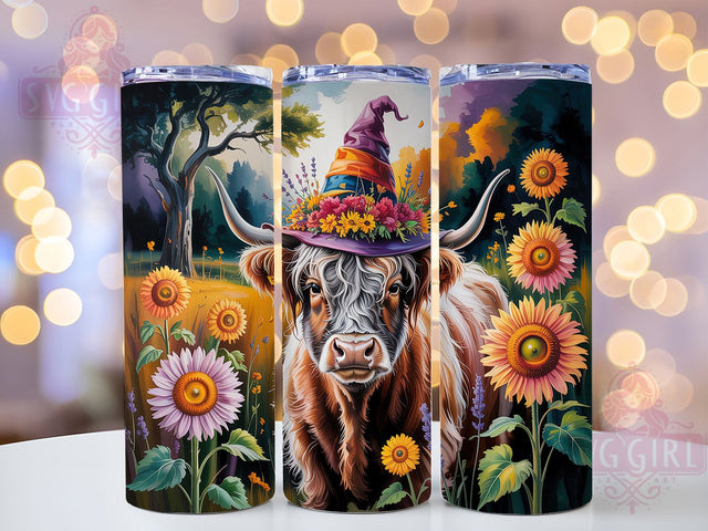 Spooky Fall Highland Cow Tumbler Wrap, Fall Cow Wrap, Halloween Cow Cup, 20oz Sublimation, Autumn Farm Mug, Spooky Cow Tumbler, Cute Halloween Drinkware Sublimation SvggirlplusArt 