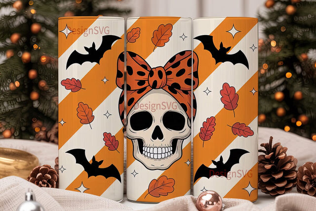 Spooky Fall Skull 20oz Tumbler Wrap Sublimation DesignSVG 