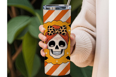 Spooky Fall Skull 20oz Tumbler Wrap Sublimation DesignSVG 