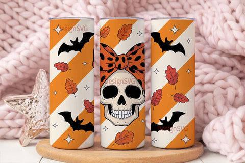 Spooky Fall Skull 20oz Tumbler Wrap Sublimation DesignSVG 