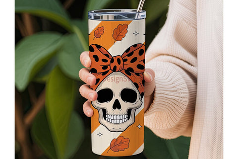 Spooky Fall Skull 20oz Tumbler Wrap Sublimation DesignSVG 