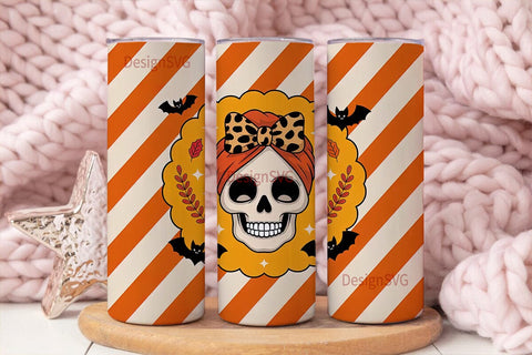 Spooky Fall Skull 20oz Tumbler Wrap Sublimation DesignSVG 