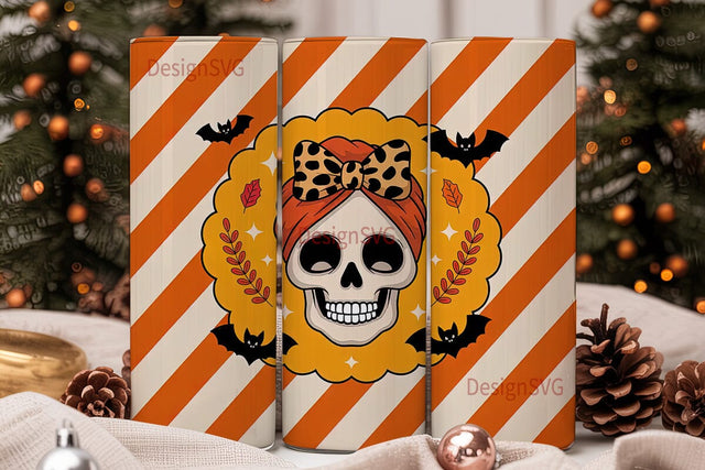 Spooky Fall Skull 20oz Tumbler Wrap Sublimation DesignSVG 