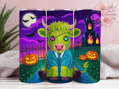 Spooky Farm Highland Cow Halloween Tumbler, Highland Cow Halloween Mug, Cute Cow Art, 20Oz Tumbler Wrap, Sublimation Design, Rustic Halloween Drinkware, Farm Animal Fall Print Sublimation Li Zamperini 