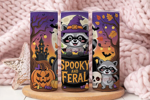 Spooky & Feral Raccoon 20oz Tumbler Wrap Sublimation DesignSVG 