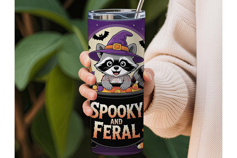 Spooky & Feral Raccoon 20oz Tumbler Wrap Sublimation DesignSVG 