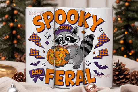 Spooky Feral Raccoon 20oz Tumbler Wrap Sublimation DesignSVG 