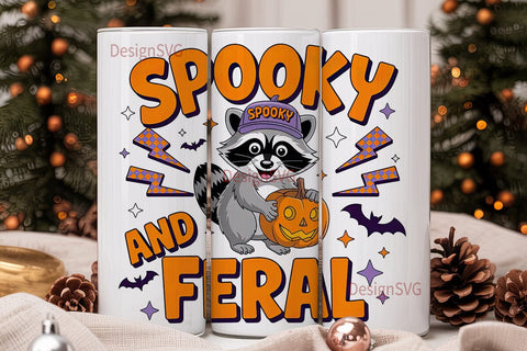 Spooky Feral Raccoon 20oz Tumbler Wrap Sublimation DesignSVG 