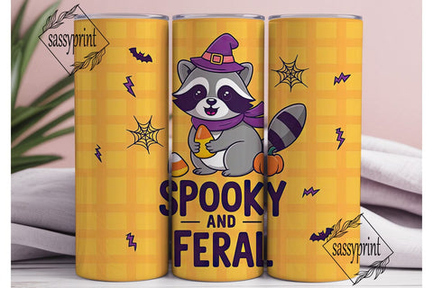 Spooky & Feral Raccoon 20oz Tumbler Wrap Sublimation sassyprint 