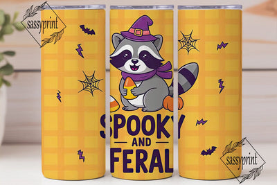 Spooky & Feral Raccoon 20oz Tumbler Wrap Sublimation sassyprint 