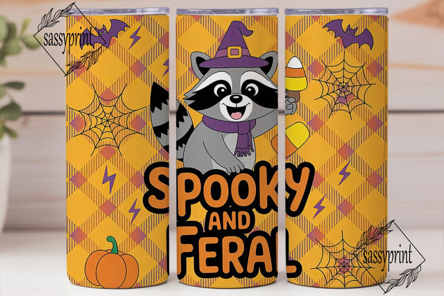 Spooky & Feral Raccoon 20oz Tumbler Wrap Sublimation sassyprint 