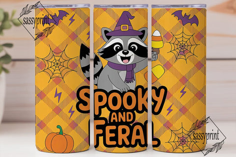 Spooky & Feral Raccoon 20oz Tumbler Wrap Sublimation sassyprint 