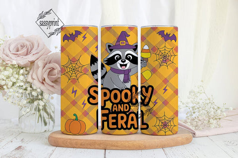 Spooky & Feral Raccoon 20oz Tumbler Wrap Sublimation sassyprint 