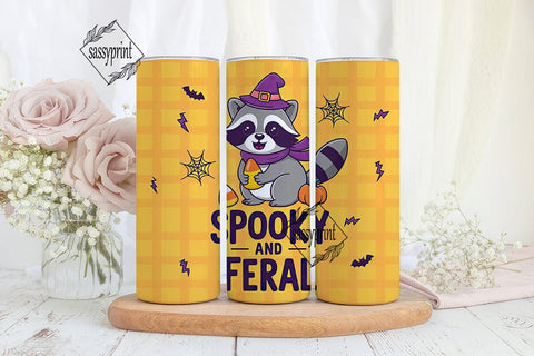 Spooky & Feral Raccoon 20oz Tumbler Wrap Sublimation sassyprint 