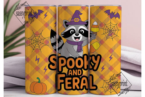 Spooky & Feral Raccoon 20oz Tumbler Wrap Sublimation sassyprint 