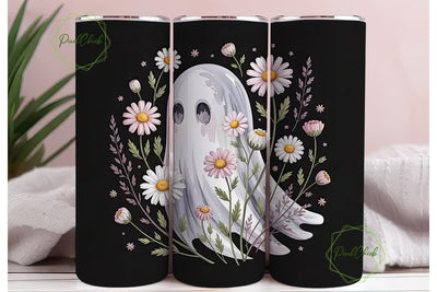 Spooky Floral Ghost 20oz Tumbler Wrap Sublimation PixelChick 