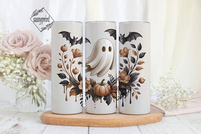 Spooky Floral Ghost 20oz Tumbler Wrap Sublimation sassyprint 
