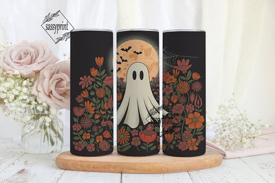 Spooky Floral Ghost 20oz Tumbler Wrap Sublimation sassyprint 