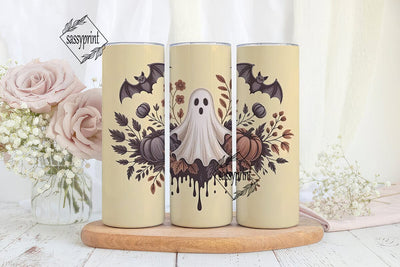 Spooky Floral Ghost 20oz Tumbler Wrap Sublimation sassyprint 