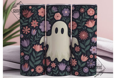Spooky Floral Ghost 20oz Tumbler Wrap Sublimation sassyprint 