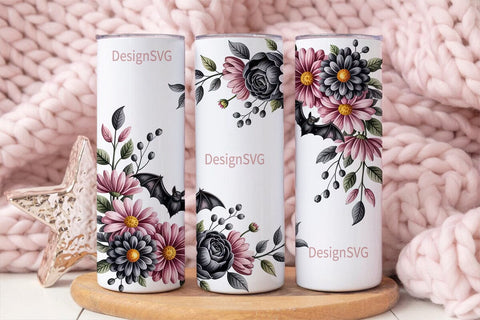 Spooky Floral Halloween 20oz Tumbler Sublimation DesignSVG 
