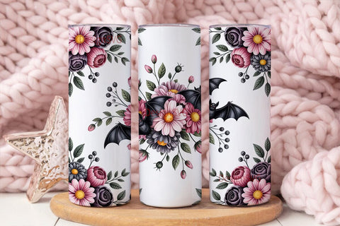Spooky Floral Halloween 20oz Tumbler Sublimation DesignSVG 