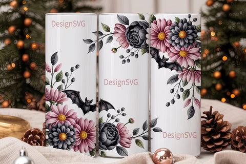 Spooky Floral Halloween 20oz Tumbler Sublimation DesignSVG 