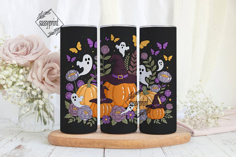 Spooky Floral Halloween 20oz Tumbler Sublimation sassyprint 
