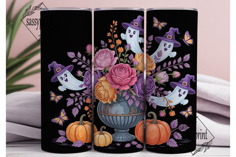 Spooky Floral Halloween 20oz Tumbler Sublimation sassyprint 