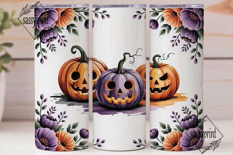 Spooky Floral Halloween 20oz Tumbler Sublimation sassyprint 