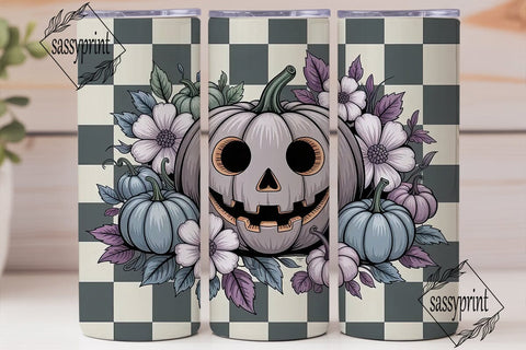 Spooky Floral Pumpkin 20oz Tumbler Wrap Sublimation sassyprint 