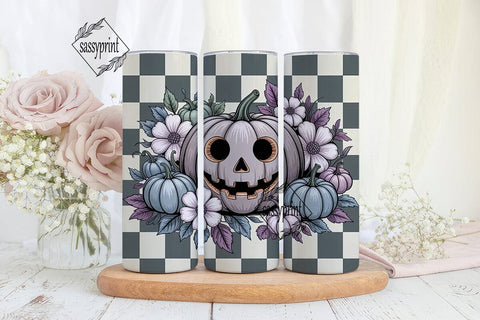Spooky Floral Pumpkin 20oz Tumbler Wrap Sublimation sassyprint 
