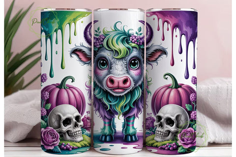 Spooky Fluffy Cow Pumpkin 20oz Tumbler Sublimation PixelChick 