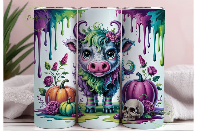 Spooky Fluffy Cow Pumpkin 20oz Tumbler Sublimation PixelChick 