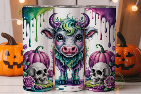 Spooky Fluffy Cow Pumpkin 20oz Tumbler Sublimation PixelChick 