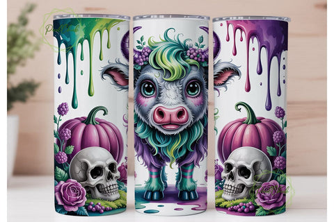 Spooky Fluffy Cow Pumpkin 20oz Tumbler Sublimation PixelChick 