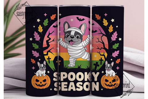 Spooky French Bulldog 20oz Tumbler Wrap Sublimation sassyprint 