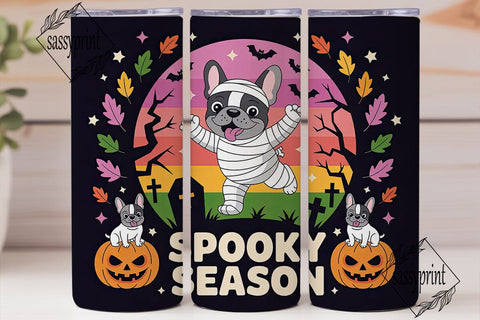 Spooky French Bulldog 20oz Tumbler Wrap Sublimation sassyprint 