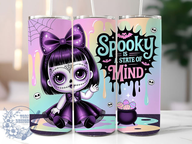 Spooky & Funny Halloween Tumbler Wrap, Spooky State Of Mind, 20oz Skinny Tumbler, Cute Spooky Png, Funny Halloween Png, Sublimation Design, Tumbler Wrap Download Sublimation ToriDesigns 