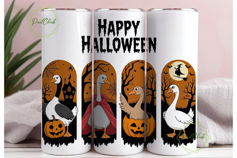 Spooky Geese Halloween Tumbler Wrap Sublimation PixelChick 