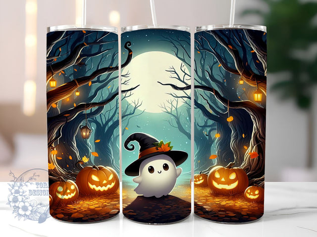 Spooky Ghost 20oz Skinny Tumbler, Pumpkin Tumbler Png, Straight & Tapered Tumbler Wrap, Instant Digital Download Sublimation ToriDesigns 