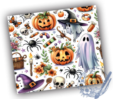 Spooky Ghost 20oz Skinny Tumbler, Spooky Vibes Tumbler Png, Straight & Tapered Tumbler Wrap, Instant Digital Download Sublimation ToriDesigns 