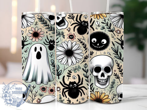 Spooky Ghost 20oz Skinny Tumbler, Spooky Vibes Tumbler Png, Straight & Tapered Tumbler Wrap, Instant Digital Download Sublimation ToriDesigns 