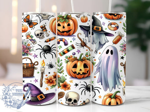 Spooky Ghost 20oz Skinny Tumbler, Spooky Vibes Tumbler Png, Straight & Tapered Tumbler Wrap, Instant Digital Download Sublimation ToriDesigns 
