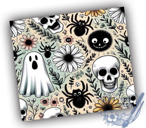 Spooky Ghost 20oz Skinny Tumbler, Spooky Vibes Tumbler Png, Straight & Tapered Tumbler Wrap, Instant Digital Download Sublimation ToriDesigns 