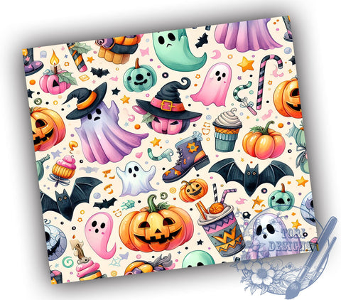 Spooky Ghost 20oz Skinny Tumbler, Spooky Vibes Tumbler Png, Straight & Tapered Tumbler Wrap, Instant Digital Download Sublimation ToriDesigns 