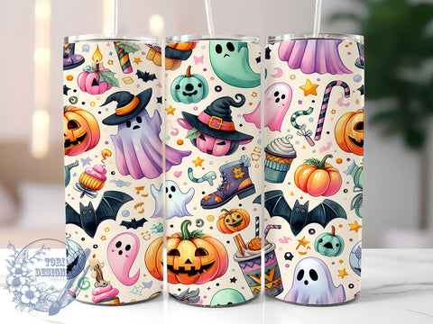 Spooky Ghost 20oz Skinny Tumbler, Spooky Vibes Tumbler Png, Straight & Tapered Tumbler Wrap, Instant Digital Download Sublimation ToriDesigns 