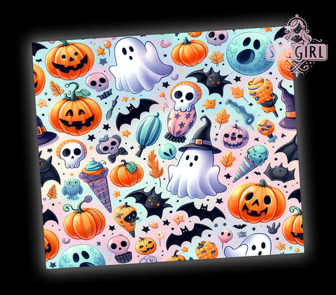 Spooky Ghost 20oz Tumbler Wrap Sublimation Design, Straight Tapered Tumbler Wrap, Spooky Vibes Tumbler Png, Instant Digital Download Sublimation SvggirlplusArt 