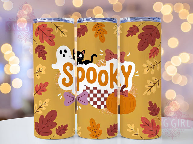 Spooky Ghost & Cat Fall Tumbler, Ghost & Black Cat Sublimation, Halloween Drinkware Design, 20oz Skinny Tumbler Wrap, Cute Spooky Season Wrap, Autumn Haunted Tumbler, Trick Or Treat Sublimation Design Sublimation SvggirlplusArt 